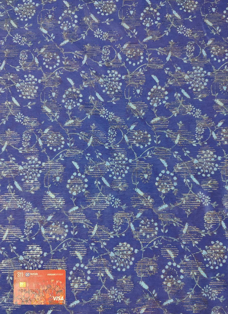 Blue Digital Print Art Silk Fabric