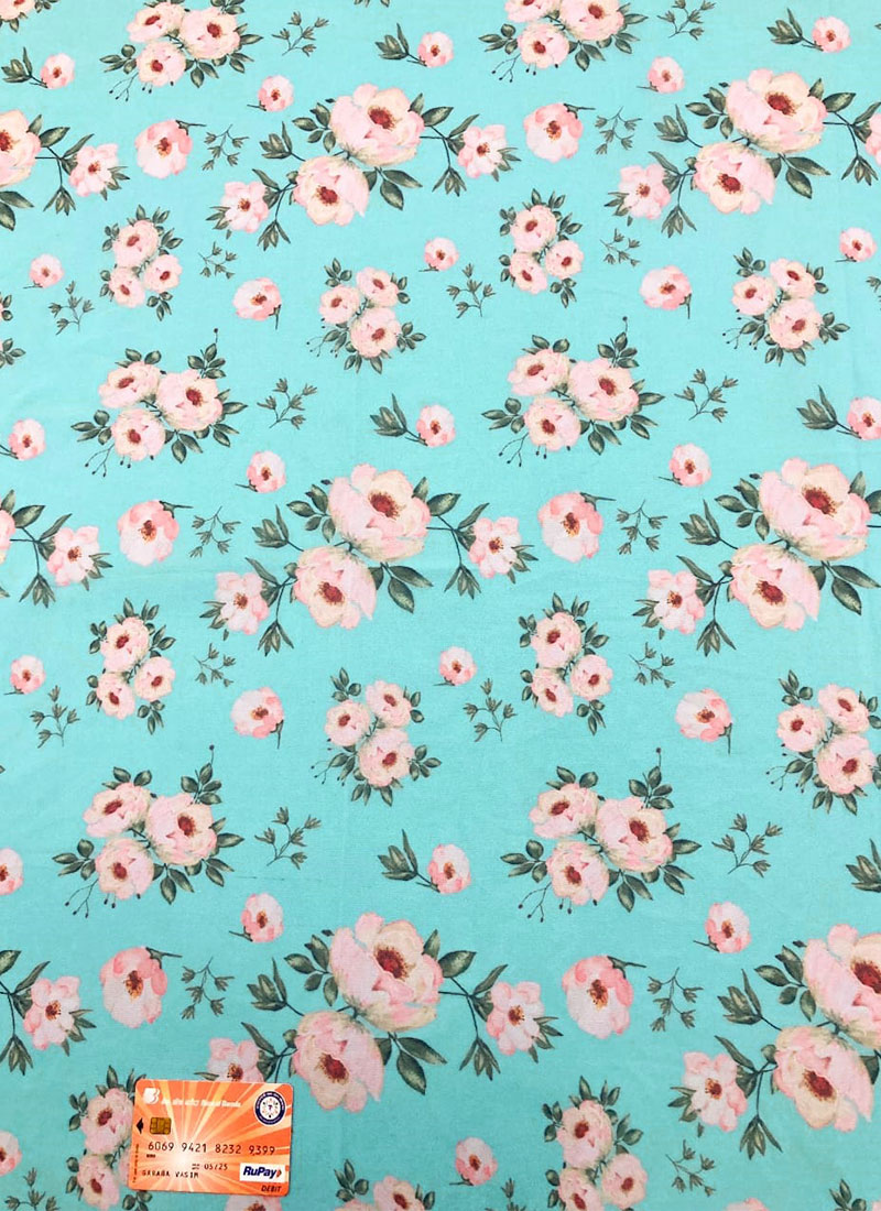 Blue Digital Printed Organza Fabric