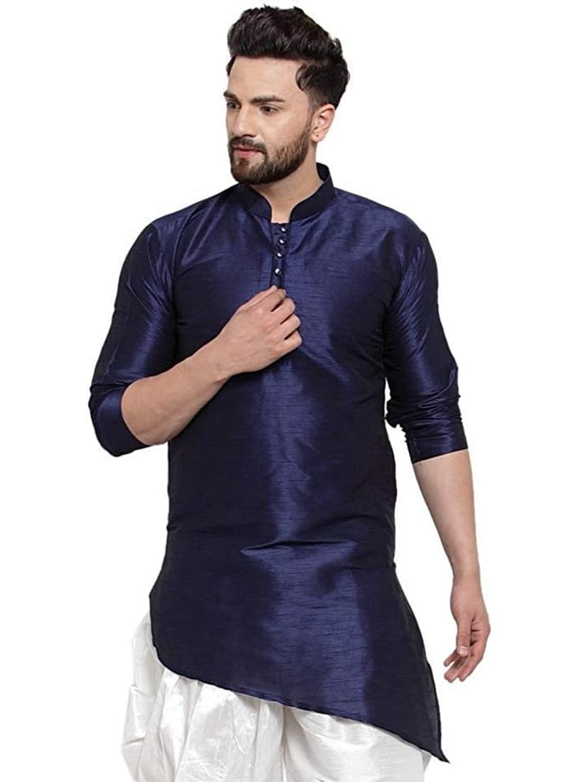 Blue Dupion Silk Kurta