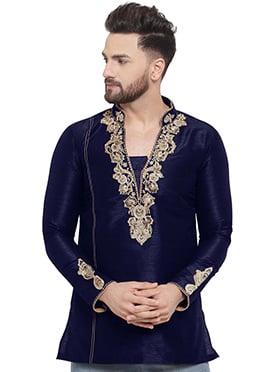 Blue Dupion Silk Kurta