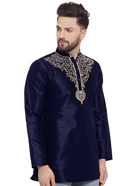 Blue Dupion Silk Kurta