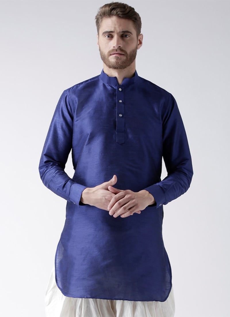Blue Dupion Silk Kurta