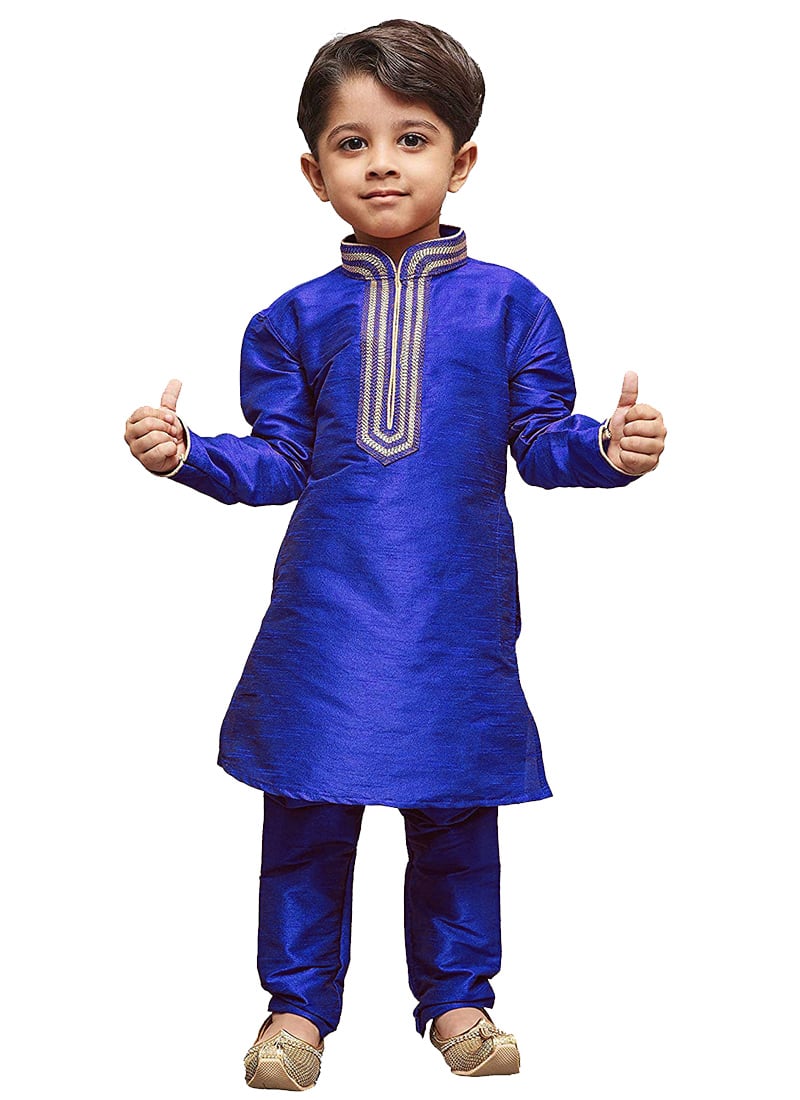 Blue Dupion Silk Kurta Pyjama