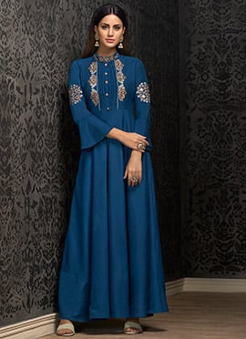 Blue Embroidered Anarkali Gown