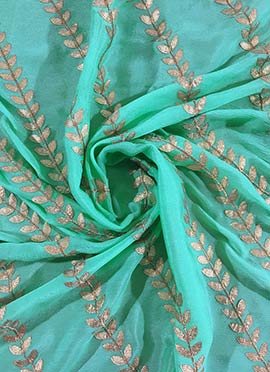 Green Embroidered Chiffon Fabric