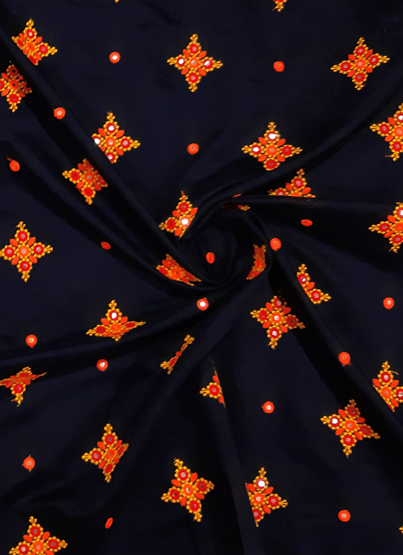 Blue embroidered Fabric