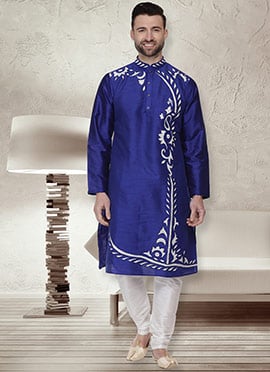 Blue Embroidered Kurta Pyjama Set