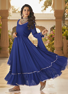 Blue Faux Georgette Anarkali Suit