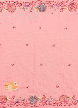 Pink Net Embroidered Fabirc