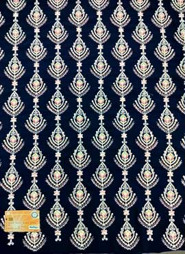 Blue Georgette Embroidered Fabric