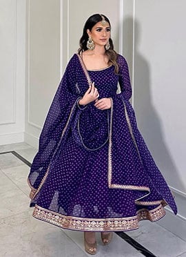 Blue Georgette Embroidered Sequins Anarkali Suit