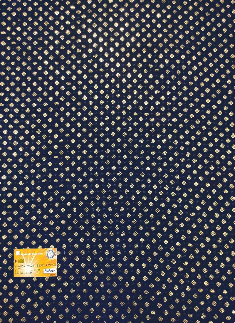 Navy Blue Georgette Embroidered Sequins Fabric