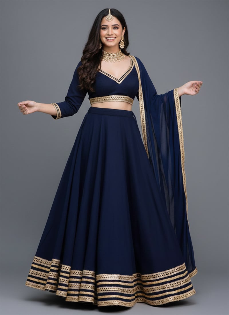 Blue Faux Georgette Lehenga Festive Wear