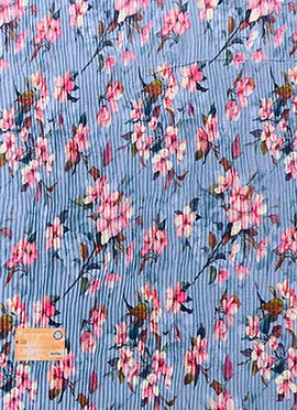 Blue Georgette Printed Fabric