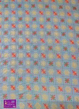 Blue Foil Print Muslin Fabric