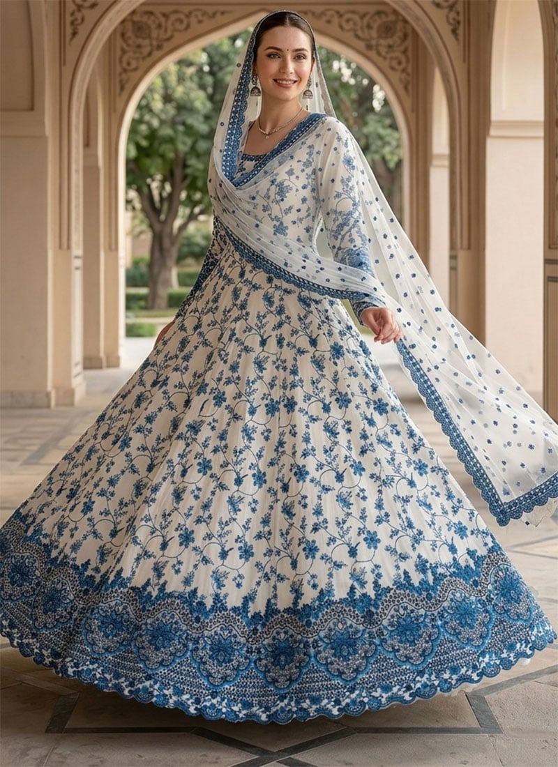 Blue Georgette Embroidered Anarkali Suit Festive Wear
