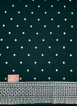 Teal Blue Georgette Embroidered Fabric