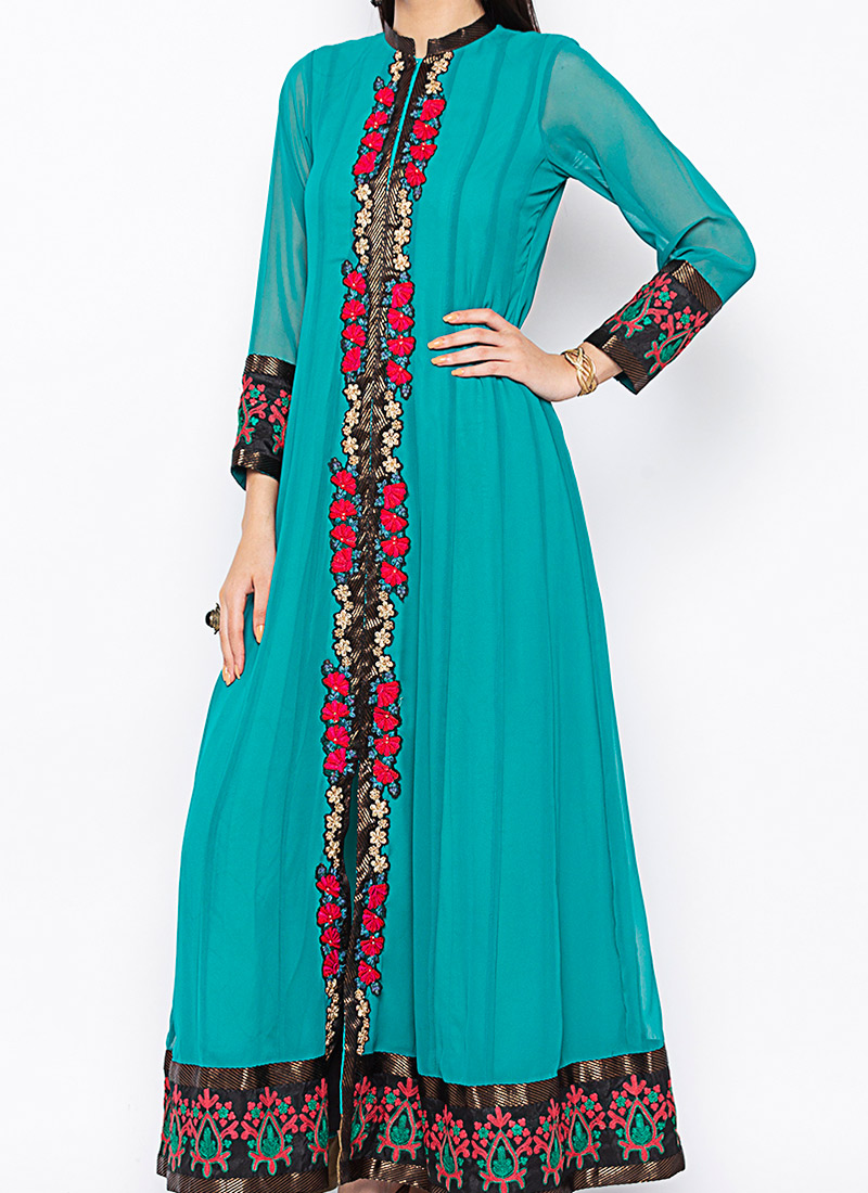 Embroidered Cotton Kurta with Churidar