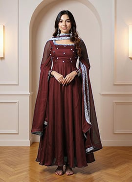 Maroon Georgette Hand Embroidered Sequins Anarkali Suit