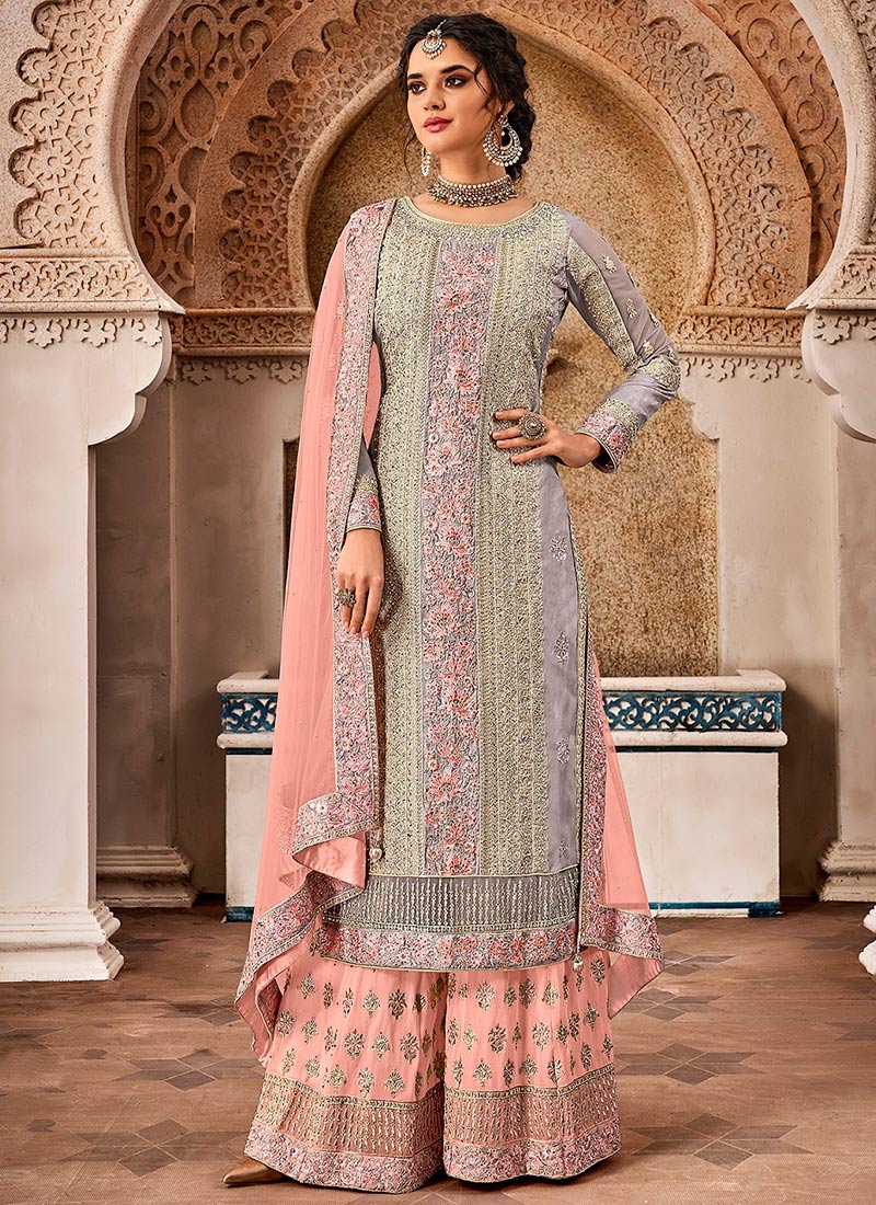 Buy Lavendar Georgette Palazzo Suit 
