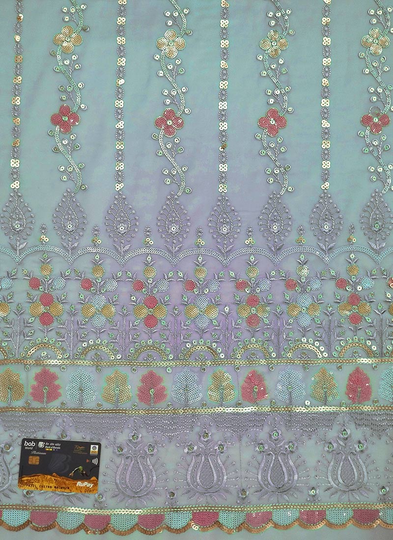 Blue Georgette Sequins Fabric