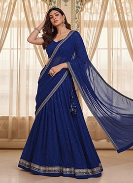 Blue Georgette Sequins Lehenga