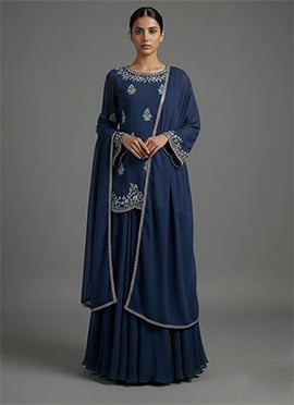 Blue Georgette Zari A Line Lehenga