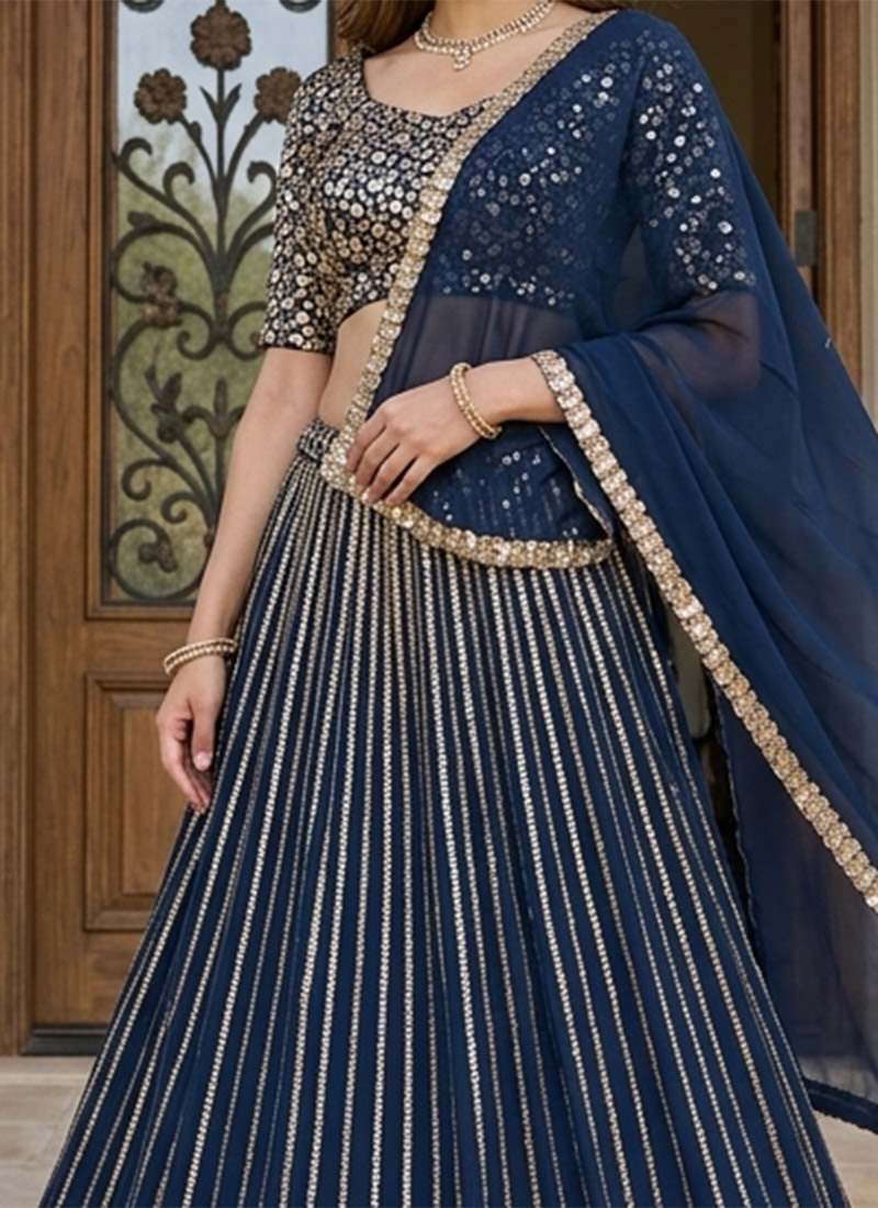 Latest Blue Lehenga Choli Designs For Women Online -Cbazaar