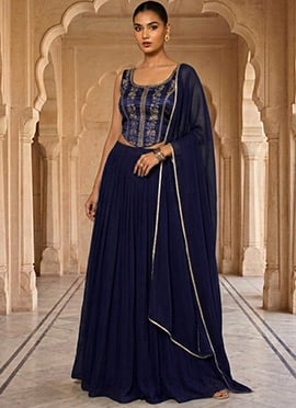 Blue Georgette Zari Sequins Lehenga