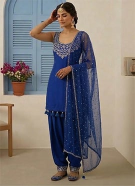 Blue Georgette Zari Sequins Salwar Suit