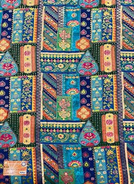 Blue Jacquard Art Silk Fabric