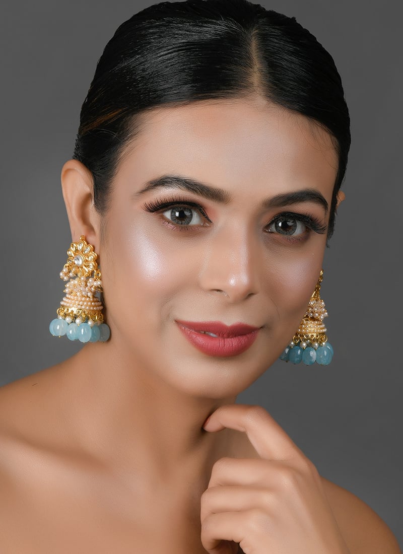 Blue Jhumka Earrings Party Wear