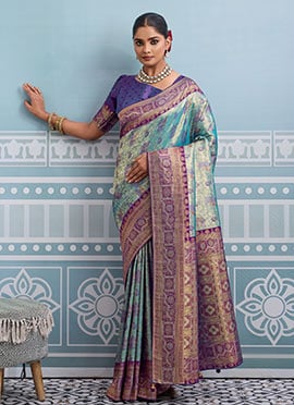 Blue Kanjivaram Soft Silk Zari Saree