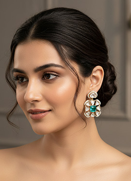 Blue Kundan And Stones Danglers