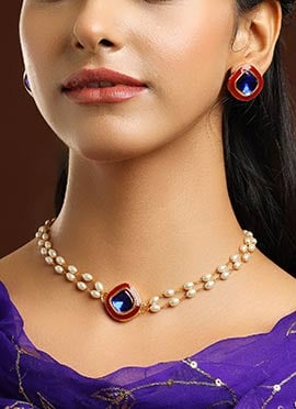 Blue Kundan Meenakari Necklace