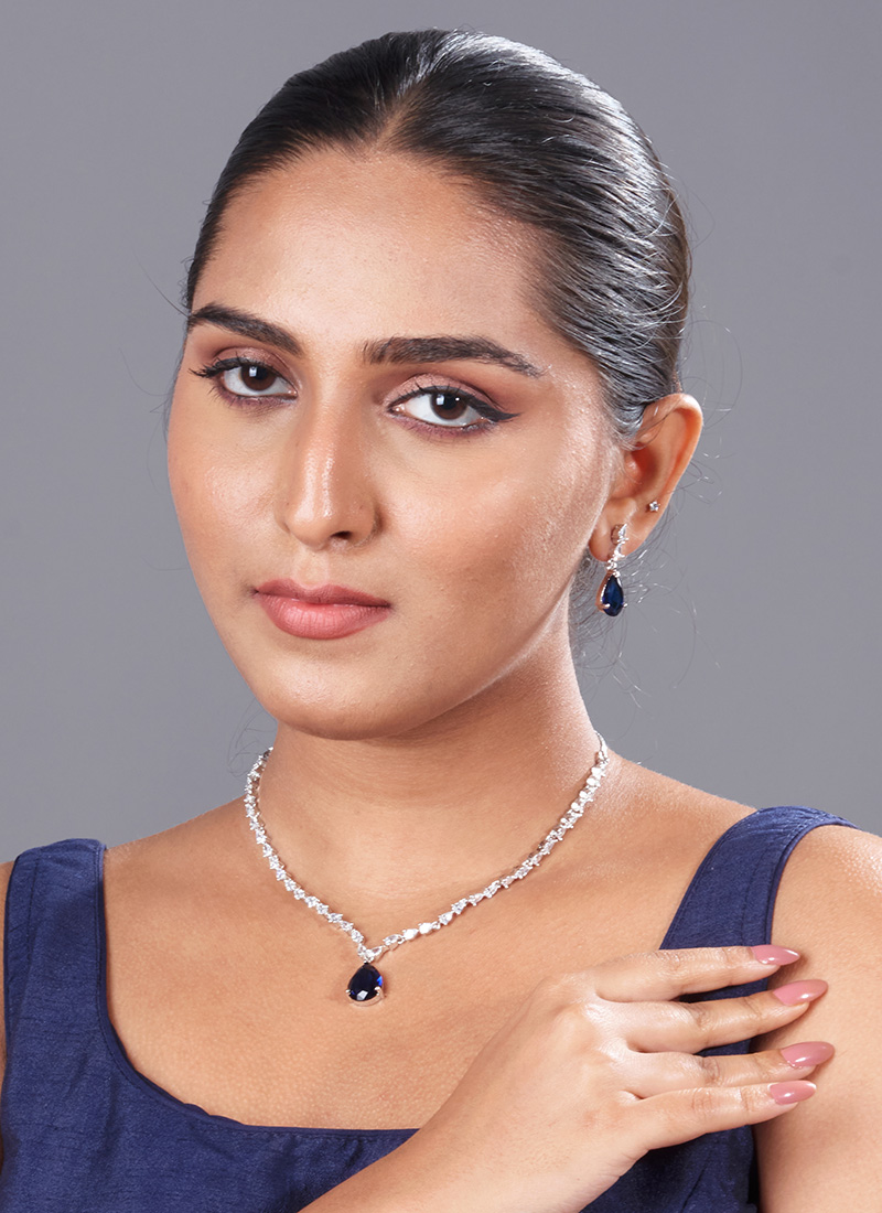 Blue Kundan Necklace Festive Wear