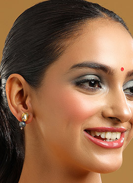 Blue Kundan Pearl Drops