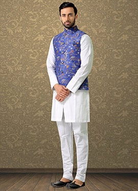 Blue Linen Bandhgala Jacket