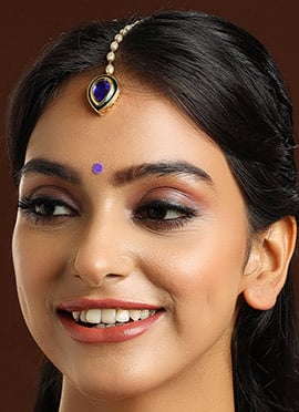 Blue Meenakari Kundan And Beads Mangtikka