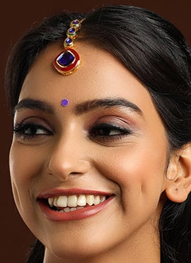 Blue Meenakari Kundan Mangtikka