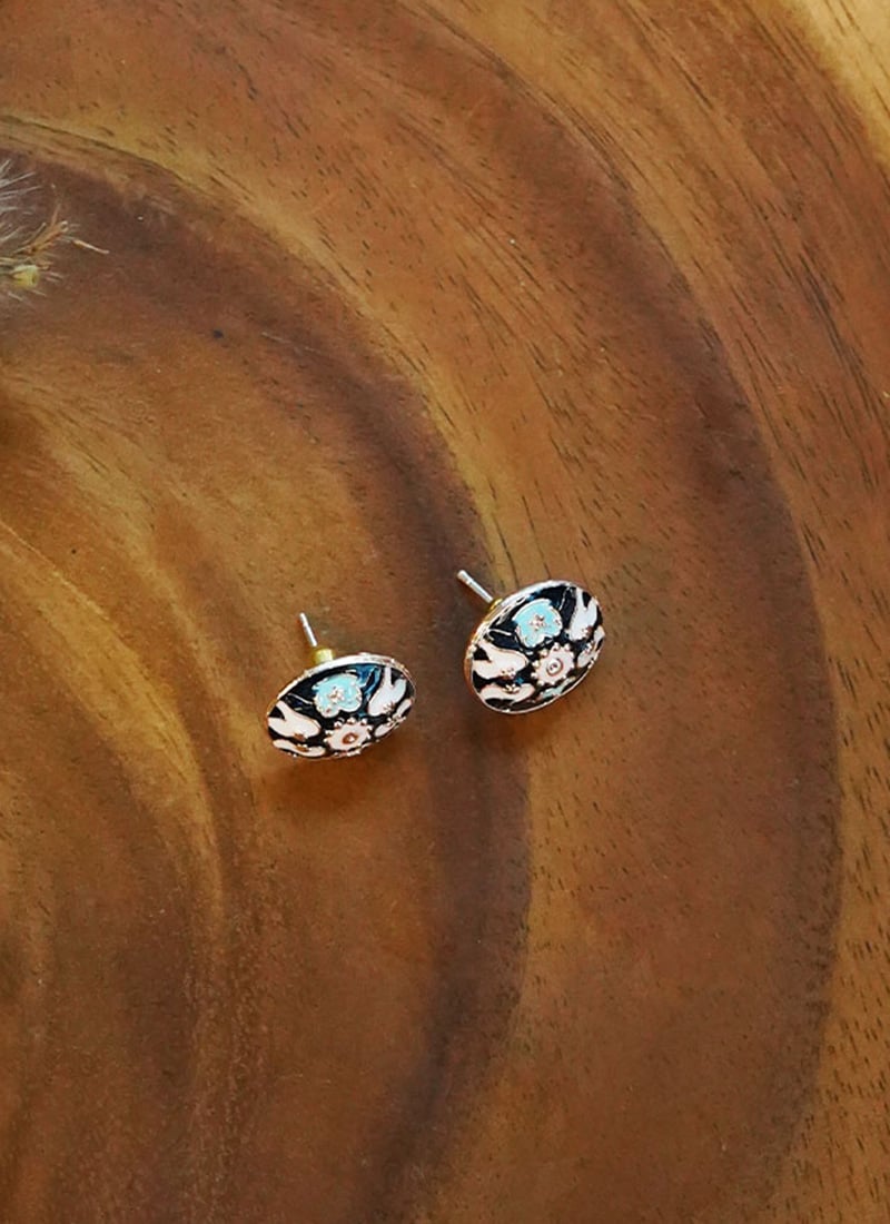 Blue Meenakari Studs  Festive Wear