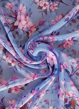 Blue N Pink Digital Printed Georgette Fabric