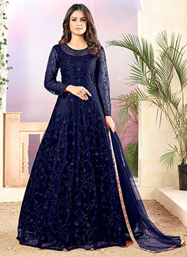 blue anarkali suits