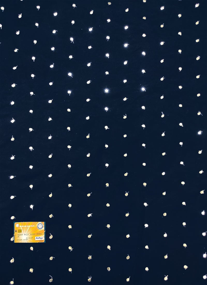 Blue Net Embroidered Fabric