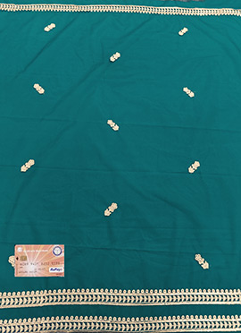 Teal Blue Net Embroidered Fabric