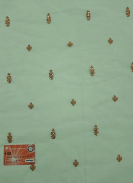 Blue Net Embroidered Fabric