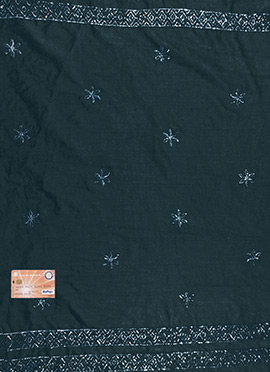 Teal Blue Organza Embroidered Fabric