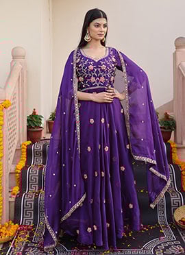 Blue Rangoli Silk Beads Work Embroidered Anarkali Suit