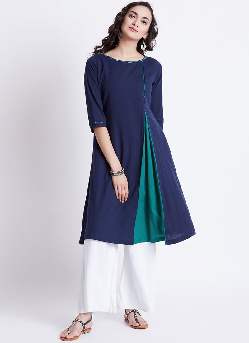 Blue Rayon Kurta Palazzo Set Work Wear