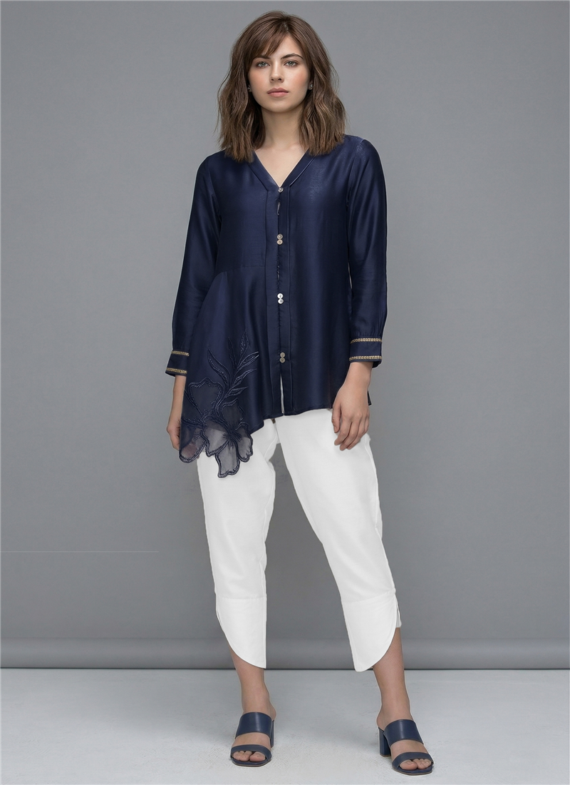 Blue Rayon Satin Co Ord Set After Six Wear